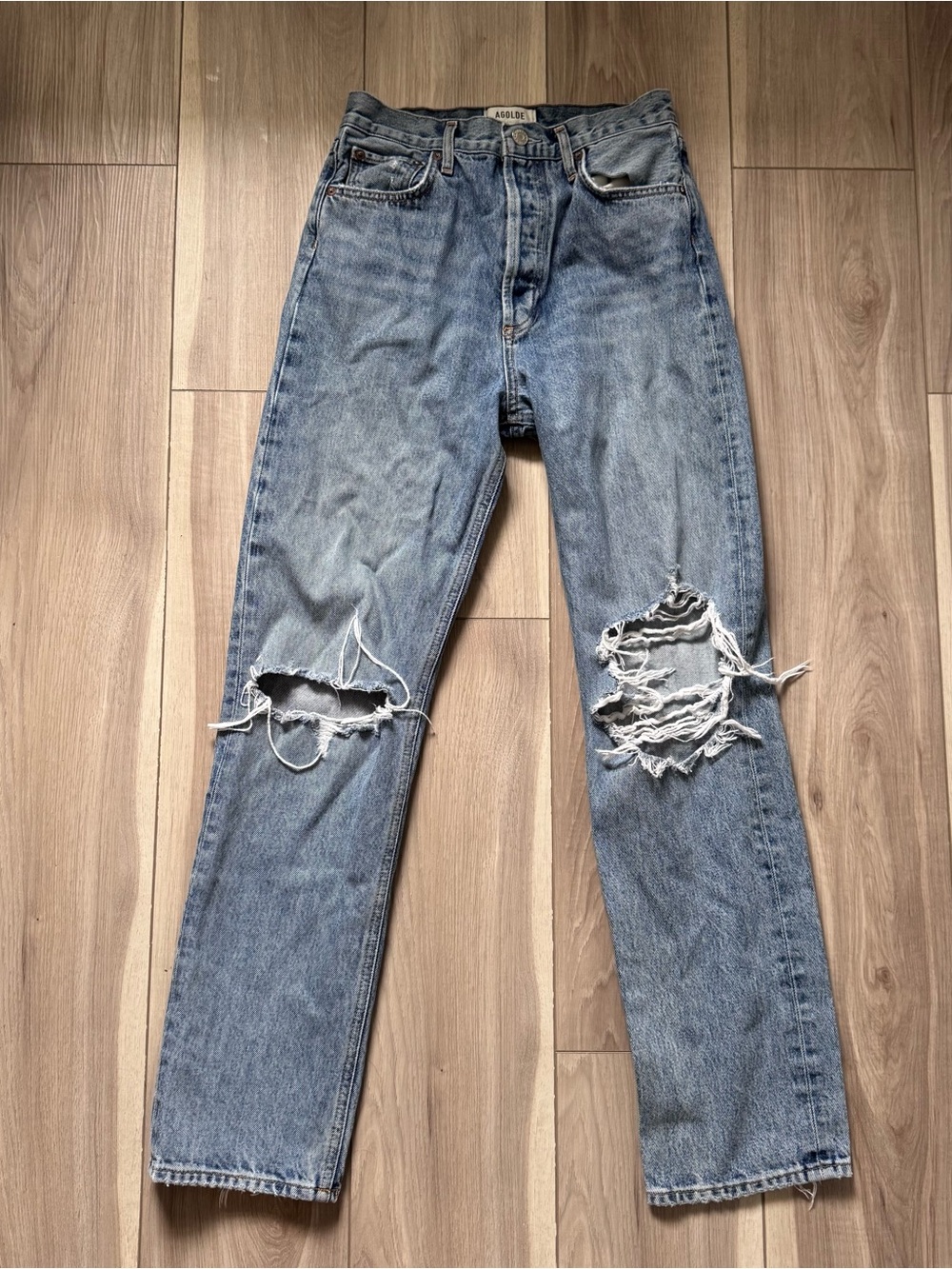 Agolde Light Blue Denim Jeans - Classic Washed Blue 100% cotton